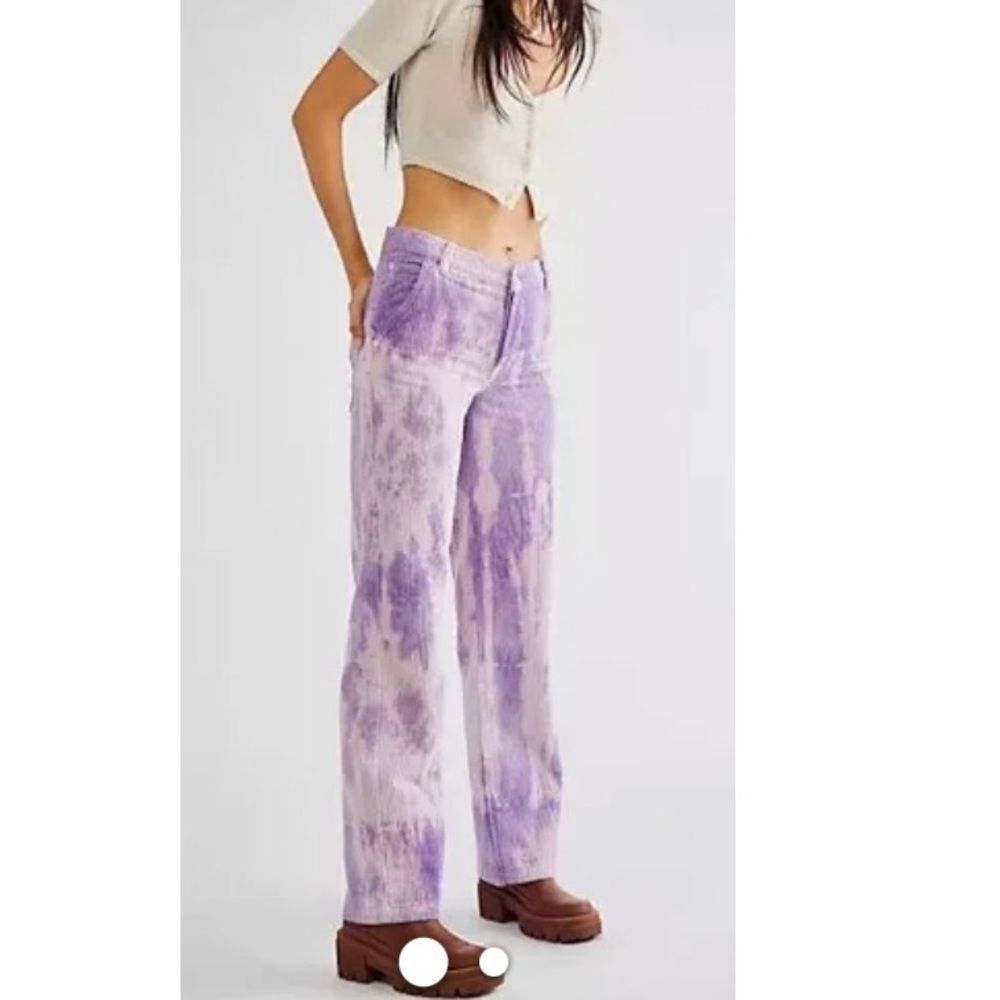 Free People Pants Womens 31 Moonlit Orchid Purple Pitched Corduroy Straight Leg